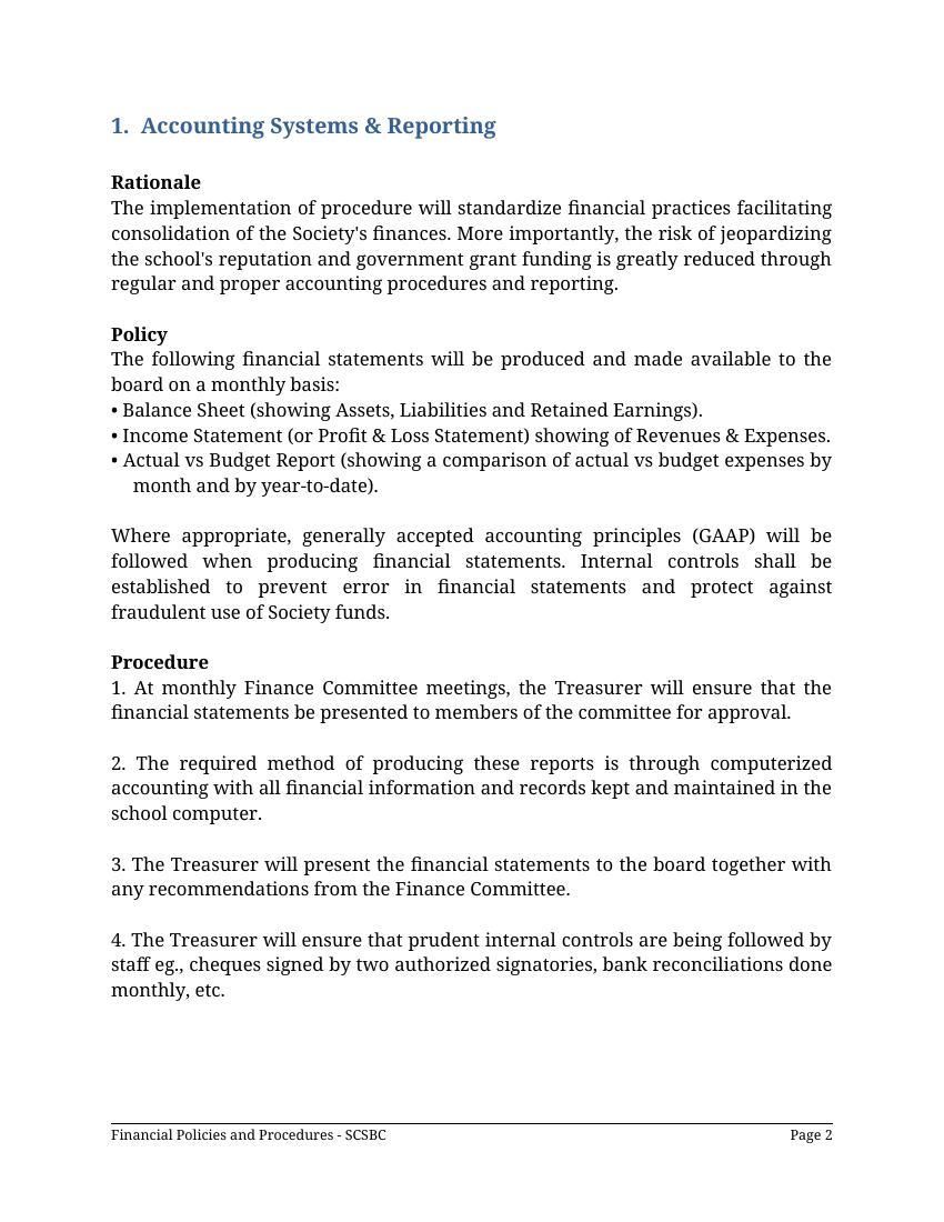 Financial Policy & Procedure Template